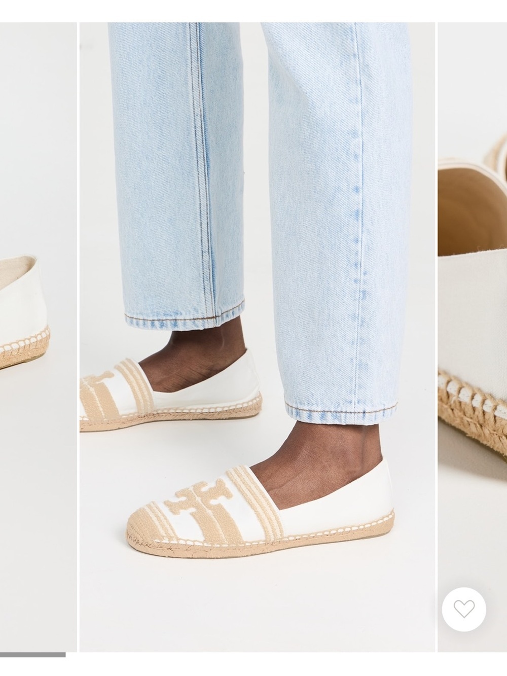 Tory Burch Double T espadrilles Natural Light Alabaster Jacquard Sz 5 NEW - Picture 2 of 13